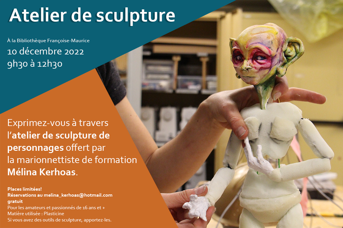 Affiche atelier de sculpture avec Mélina Kerhoas