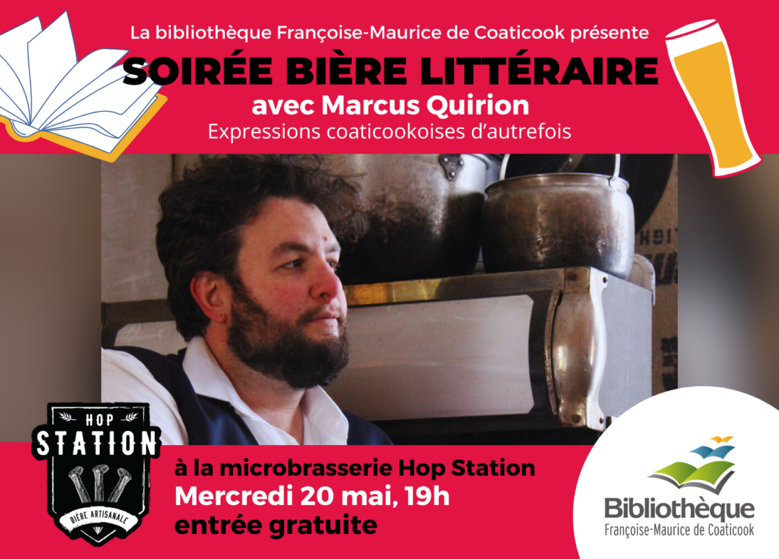 Affiche pour la Bière littéraire avec Marcus Quirion